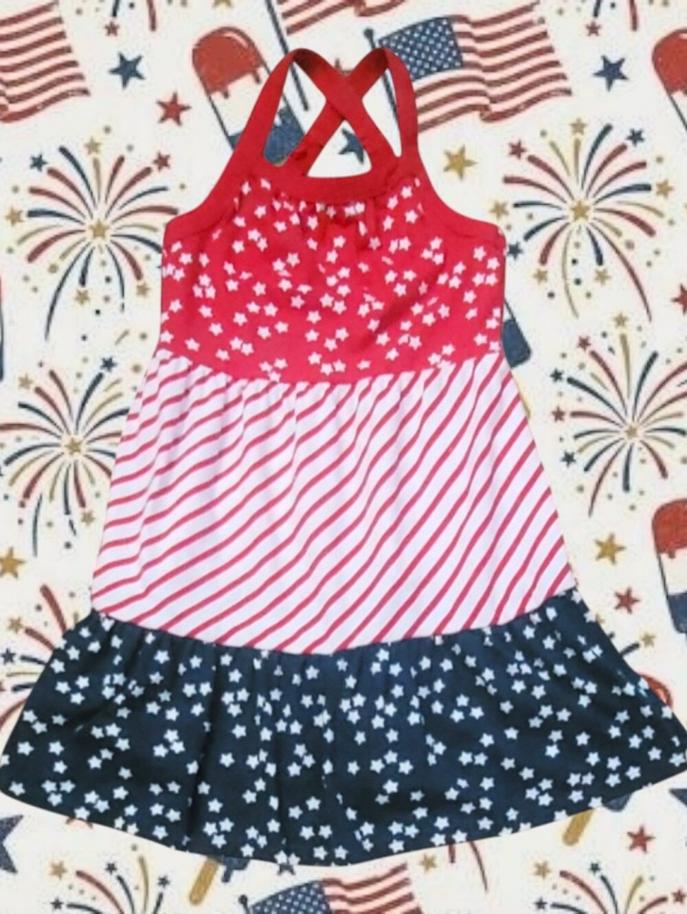 Jumping Beans Girl's Patriotic 3-Tiered Dress